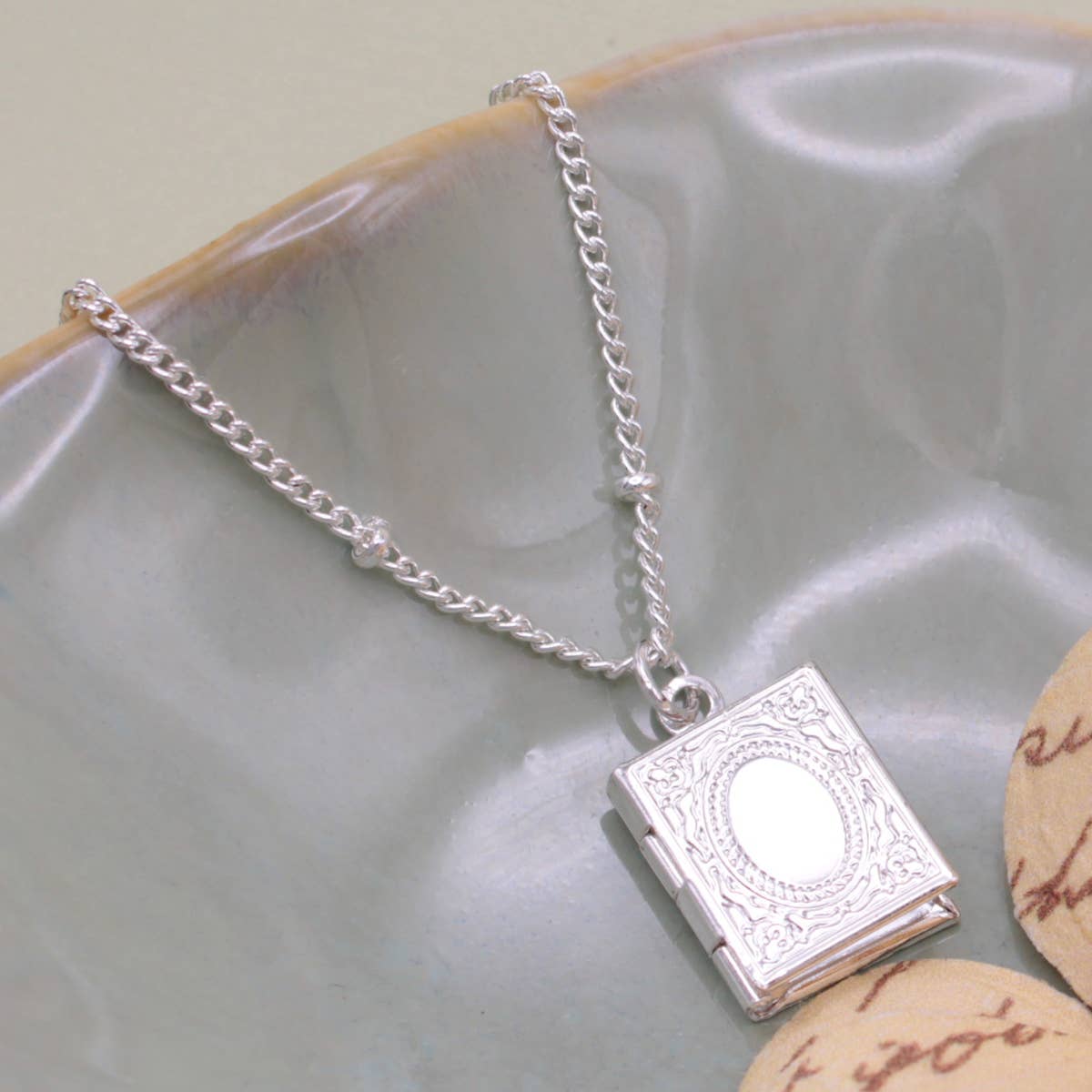 Secret Diary Silver Book Locket Necklace