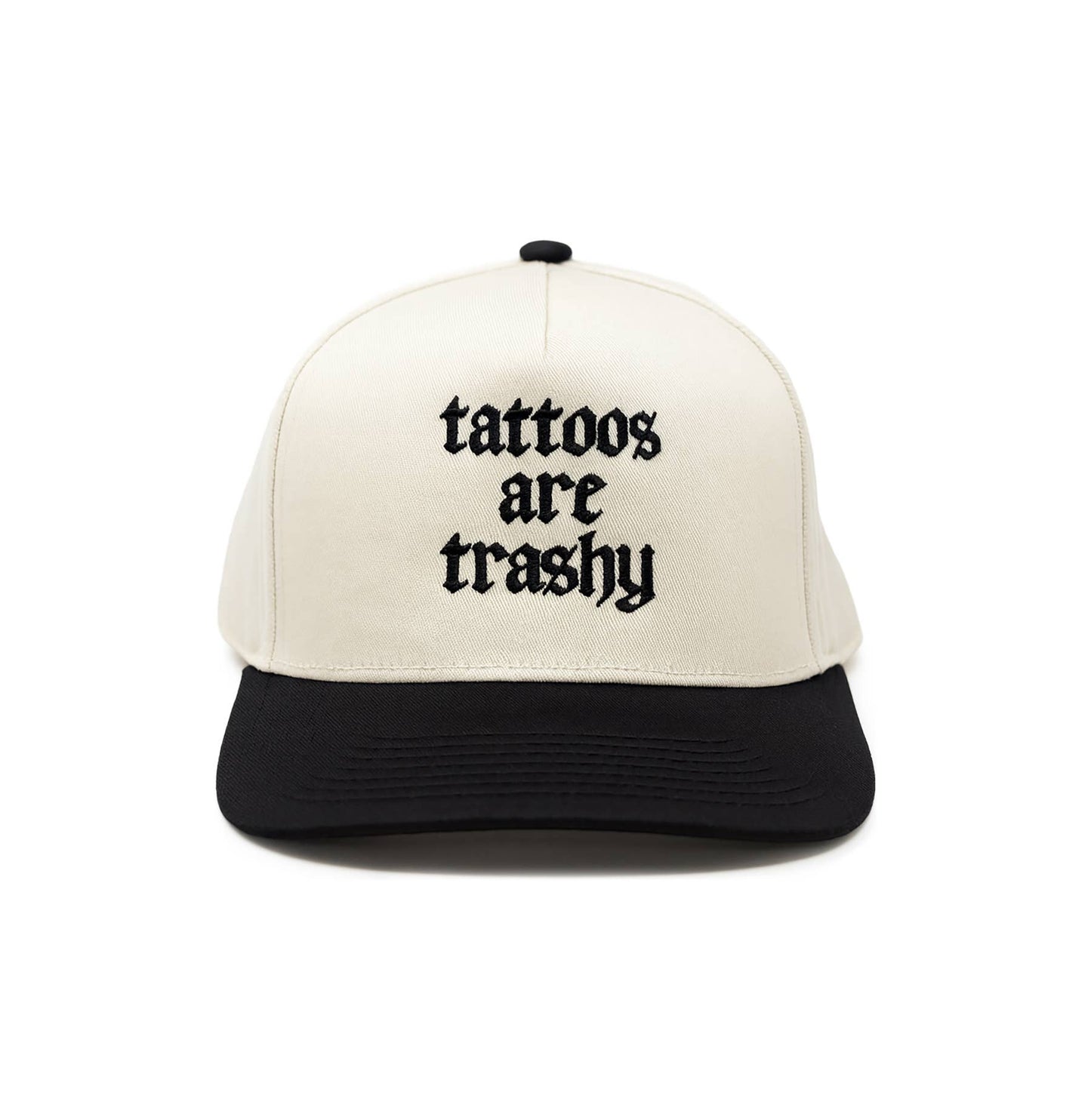 Two Tone Cap - Tattoos Are Trashy - Black/Beige