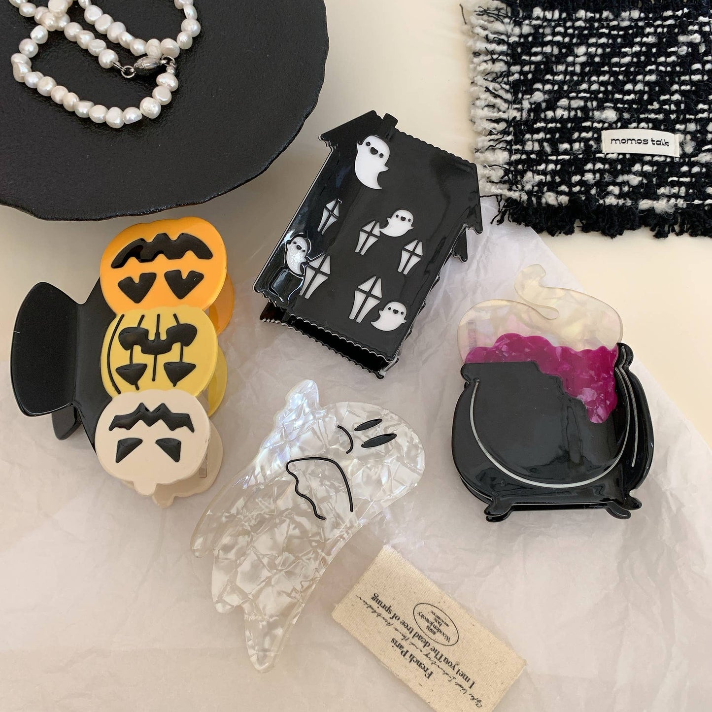 Festive Halloween Hair Claw,  Ghost & Pumpkin Hair Clips
