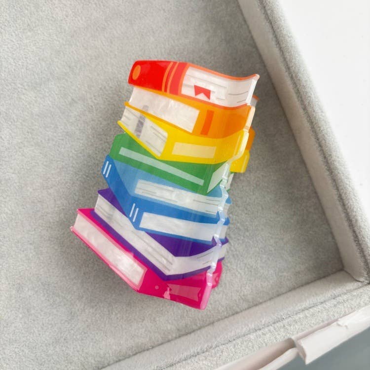 Whimsical Stacked Book Design Hair Claw Clip