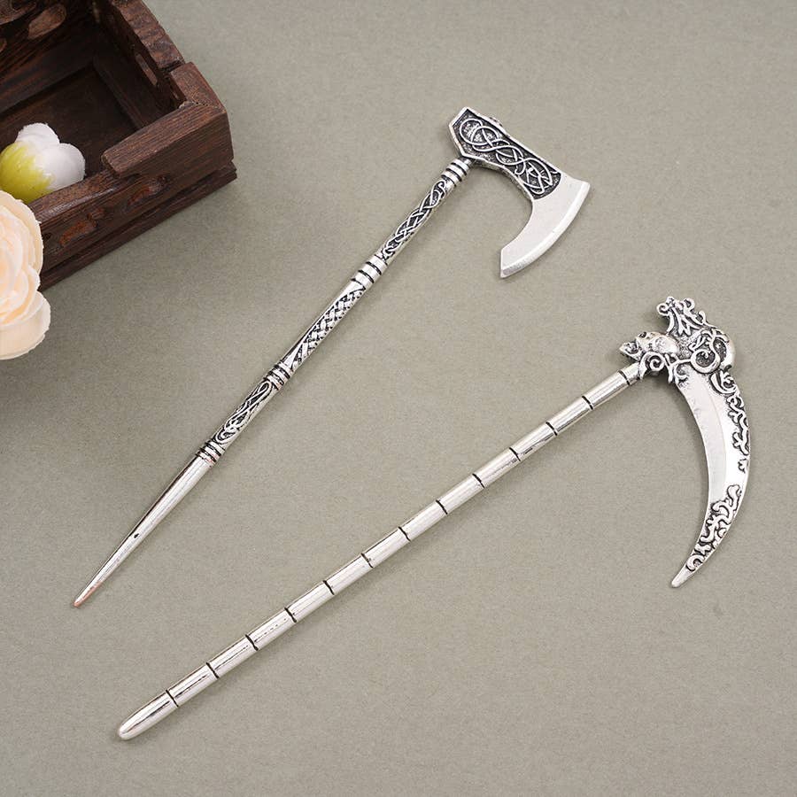 Retro Sickle Battle Axe Flying Dragon Hairpin