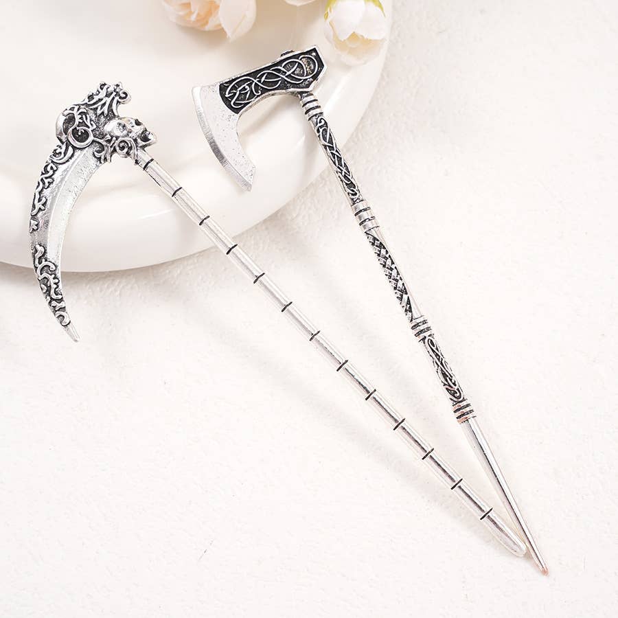 Retro Sickle Battle Axe Flying Dragon Hairpin