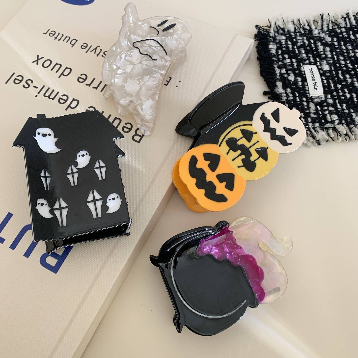 Festive Halloween Hair Claw,  Ghost & Pumpkin Hair Clips