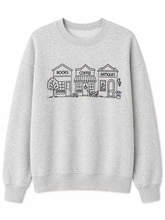 Books coffee antiques sweatshirt
