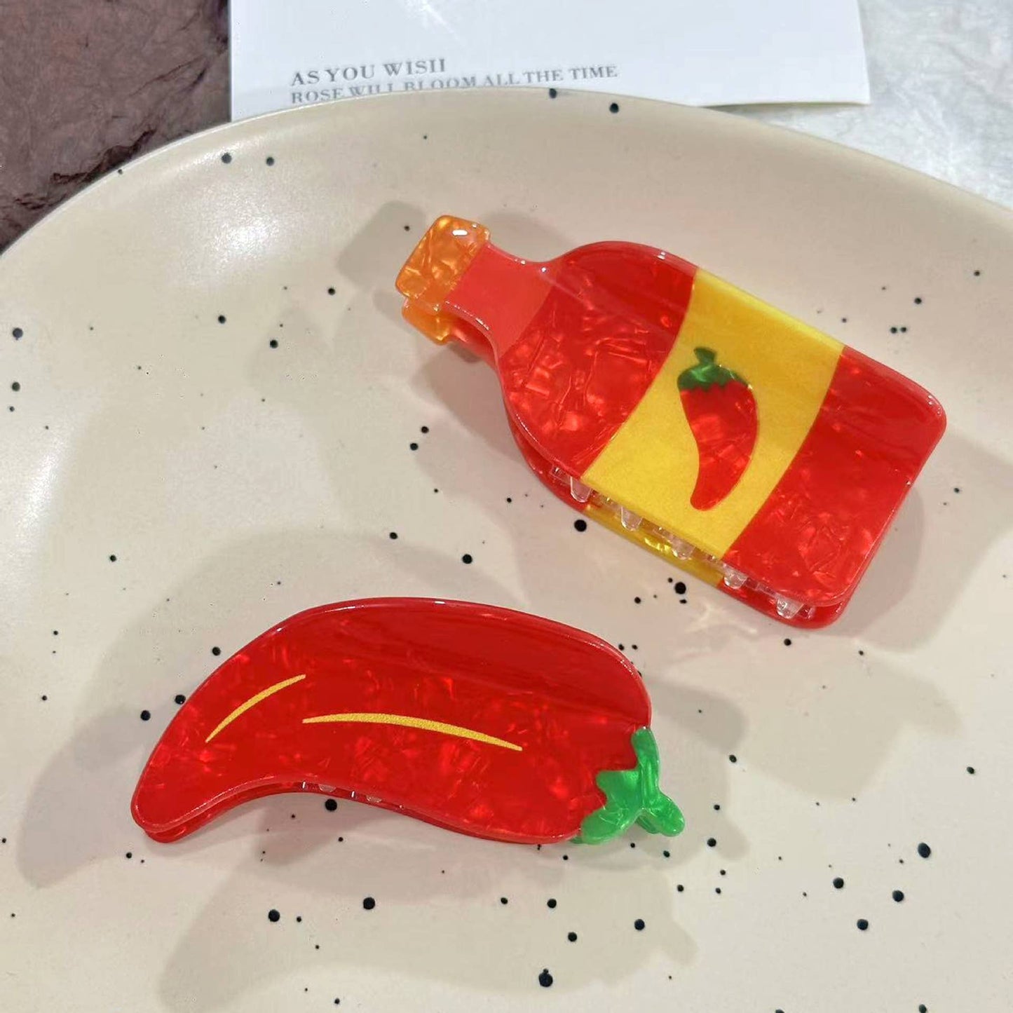 Chili Sauce Hair Claw, Realistic Food Hot Dog Hair Clip