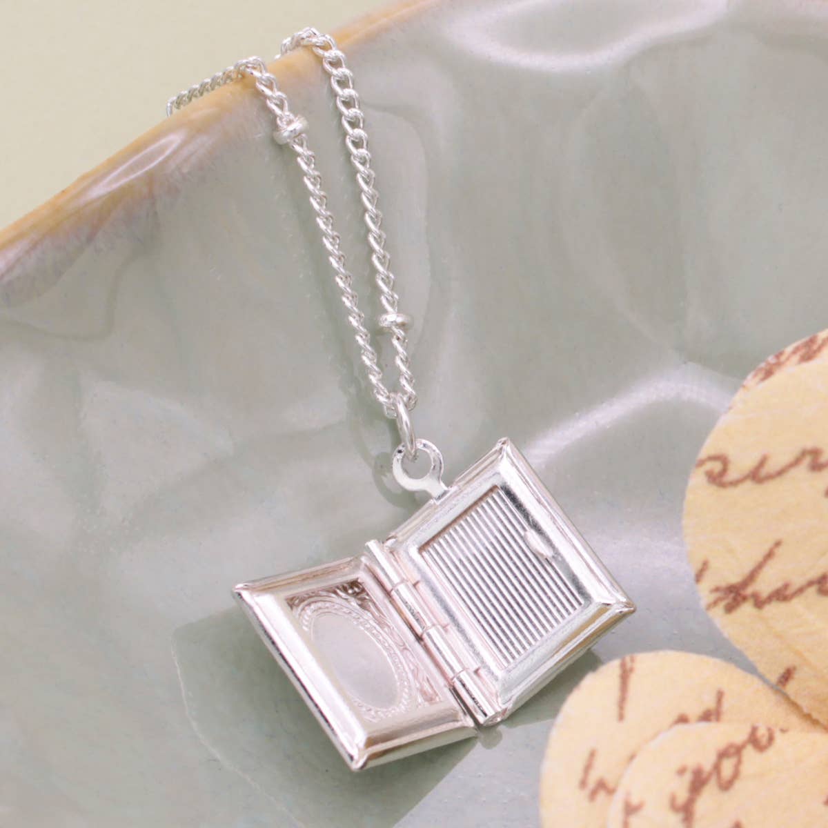 Secret Diary Silver Book Locket Necklace