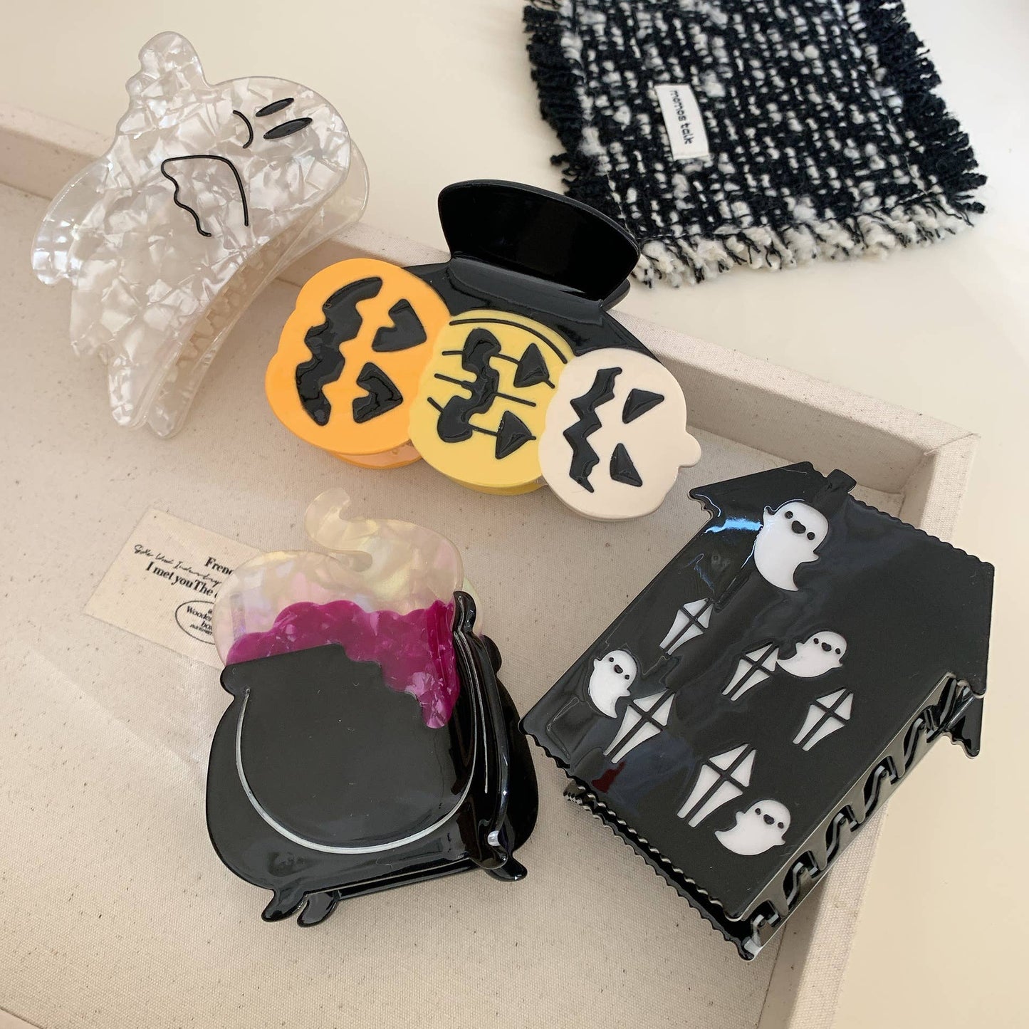 Festive Halloween Hair Claw,  Ghost & Pumpkin Hair Clips