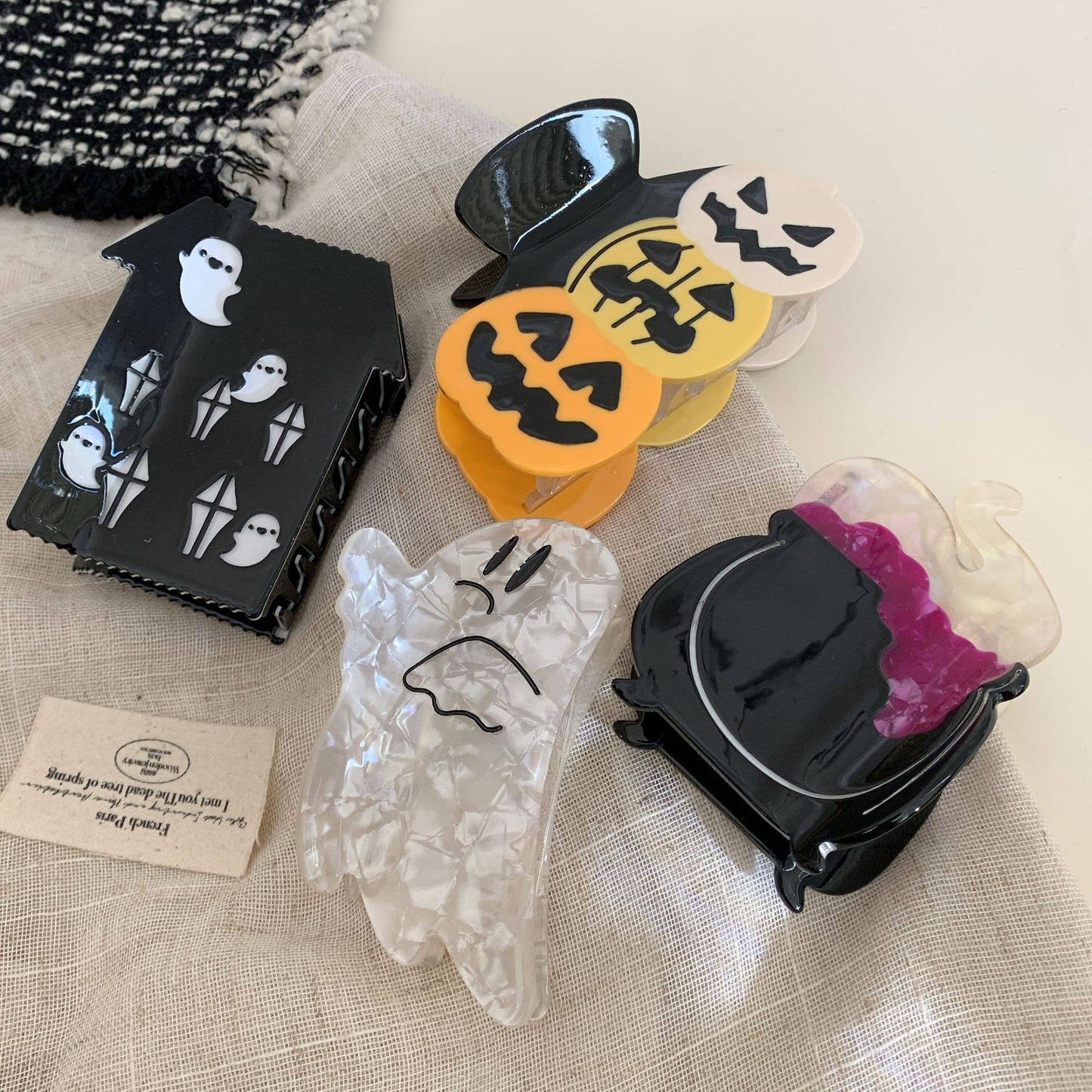Festive Halloween Hair Claw,  Ghost & Pumpkin Hair Clips