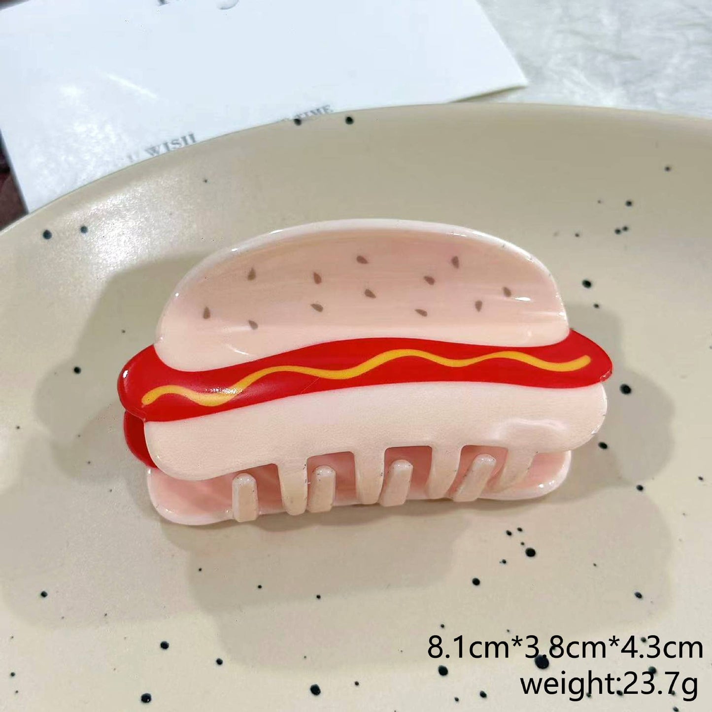 Chili Sauce Hair Claw, Realistic Food Hot Dog Hair Clip