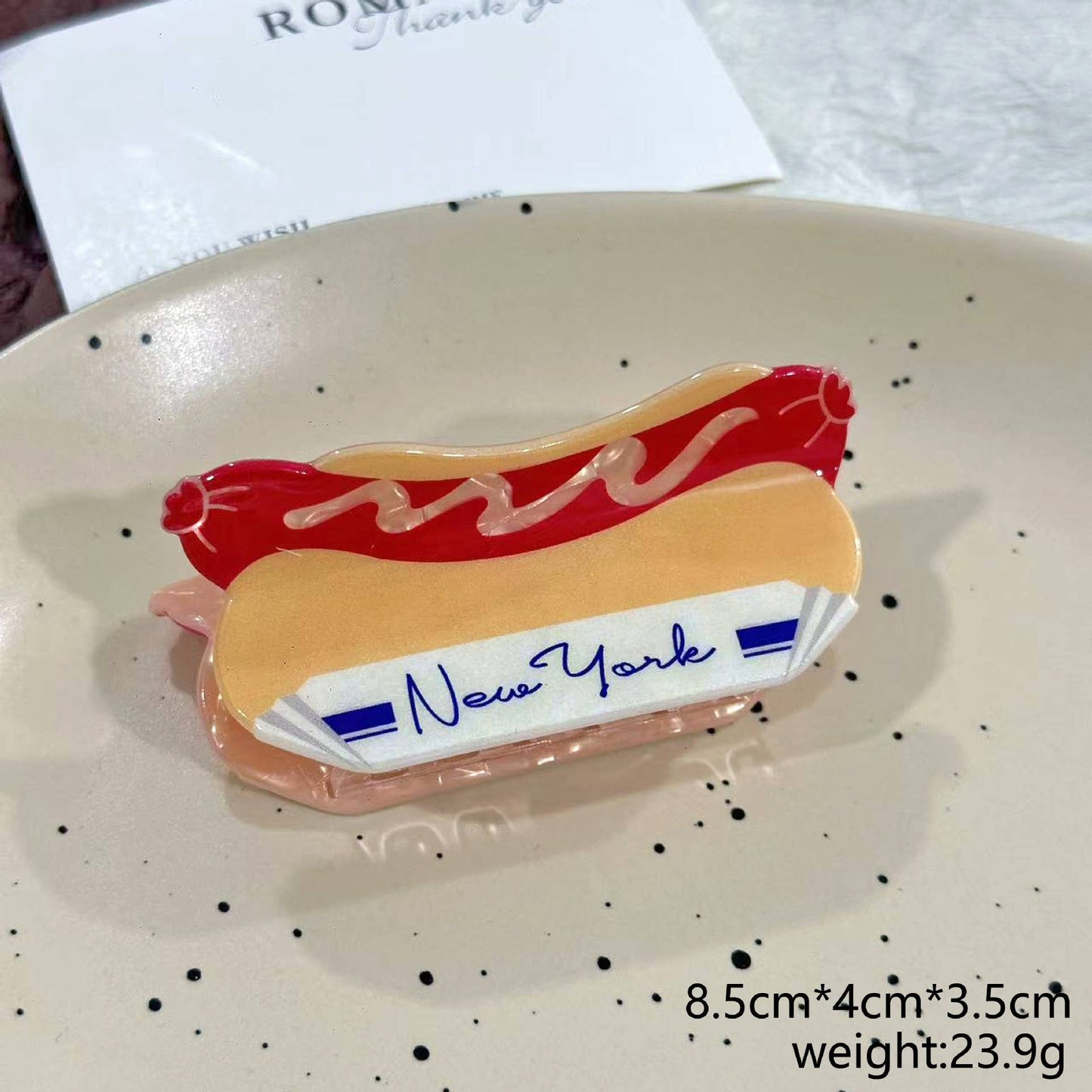 Chili Sauce Hair Claw, Realistic Food Hot Dog Hair Clip